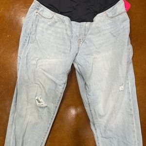 Denim Maternity Boyfriend Ripped Fashion Jeans